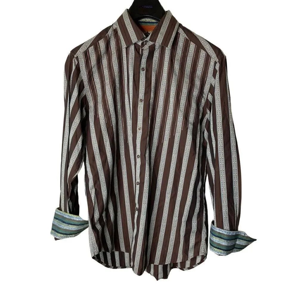 Robert Graham 100% cotton flip cuff button down shirt men's size medium